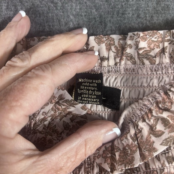 Women's Ditzy Floral Print Boho Peasant Smocked Puff Sleeve Blouse Top L Japna - Picture 8 of 8